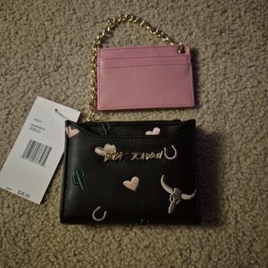 Betsey Johnson Black and Pink Wallet Set
